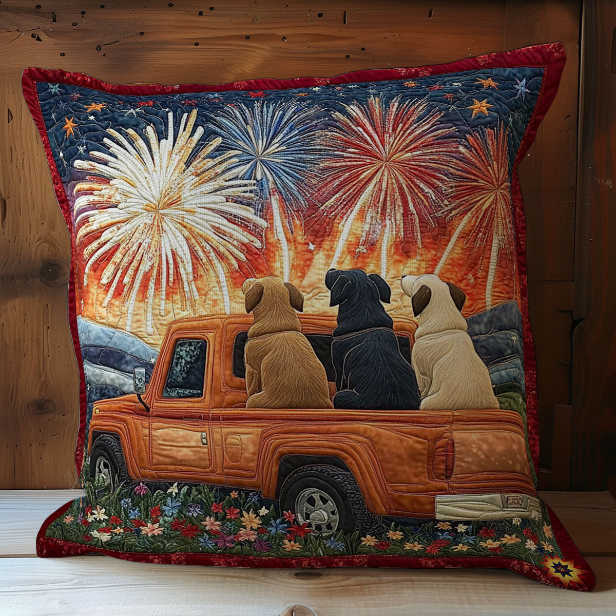Firework DogWY1612098CL Quilt Pillow Case