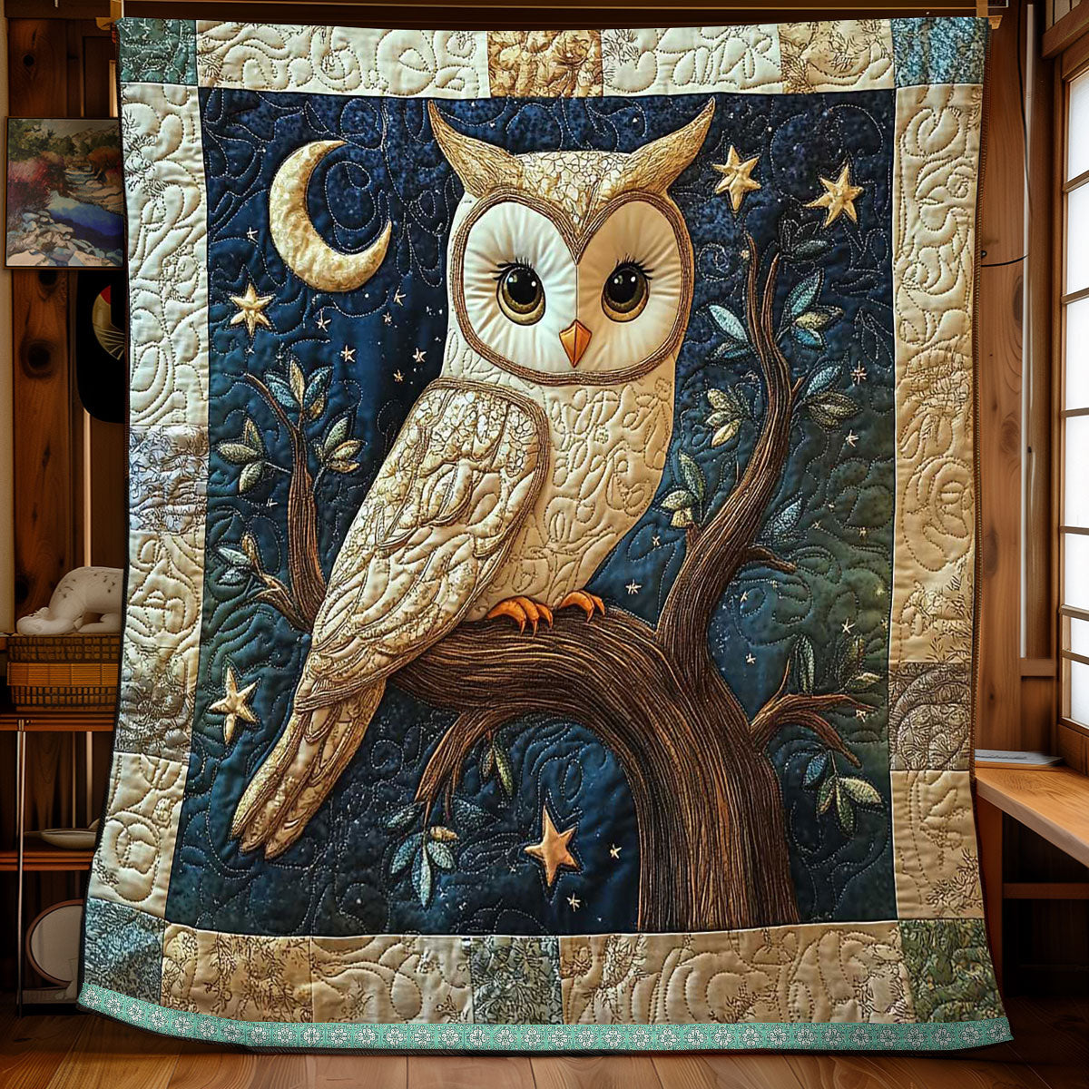 Owl Patchwork Night WP1909039CL Quilt