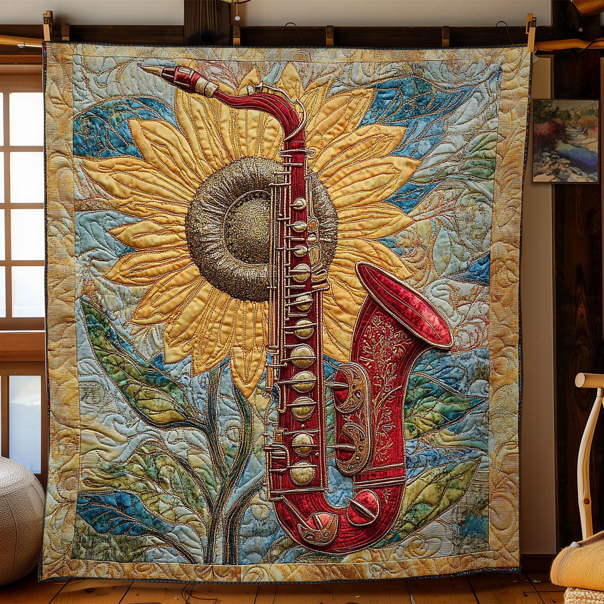 Saxophone And Sunflower WY0202054CL Quilt