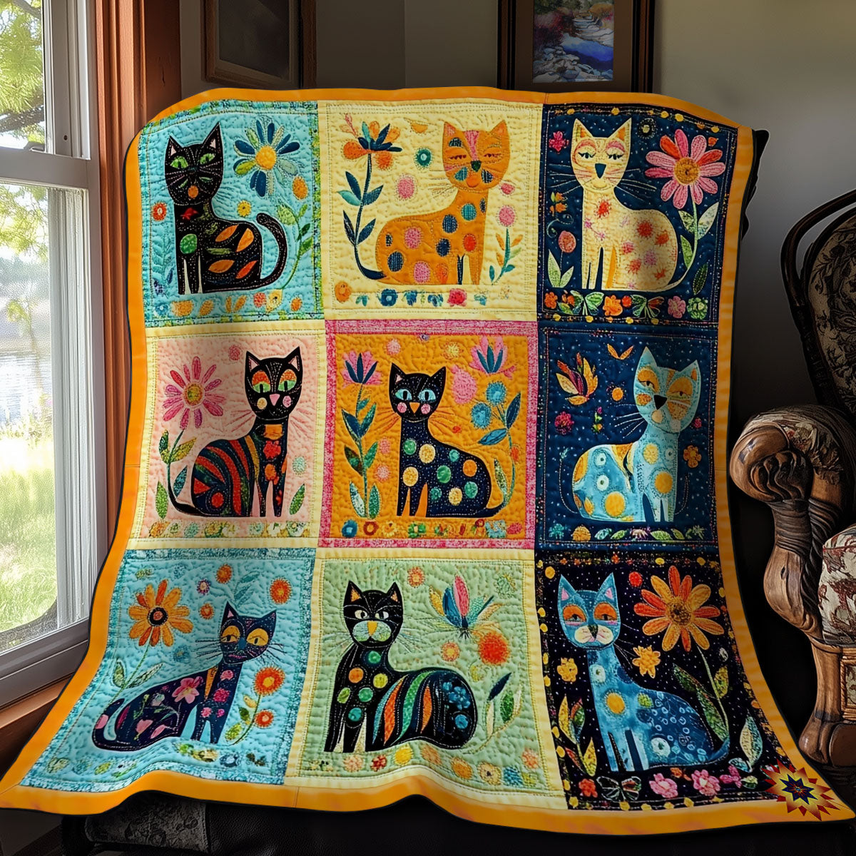 Abstract Cat WY1411012CL Quilt