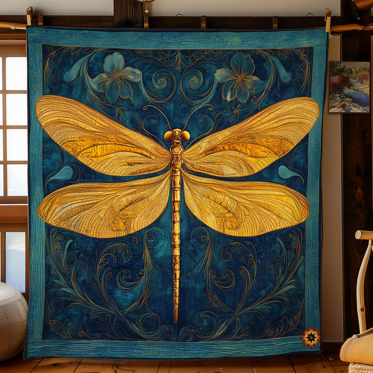 Yellow Dragonfly WY0312004CL Quilt