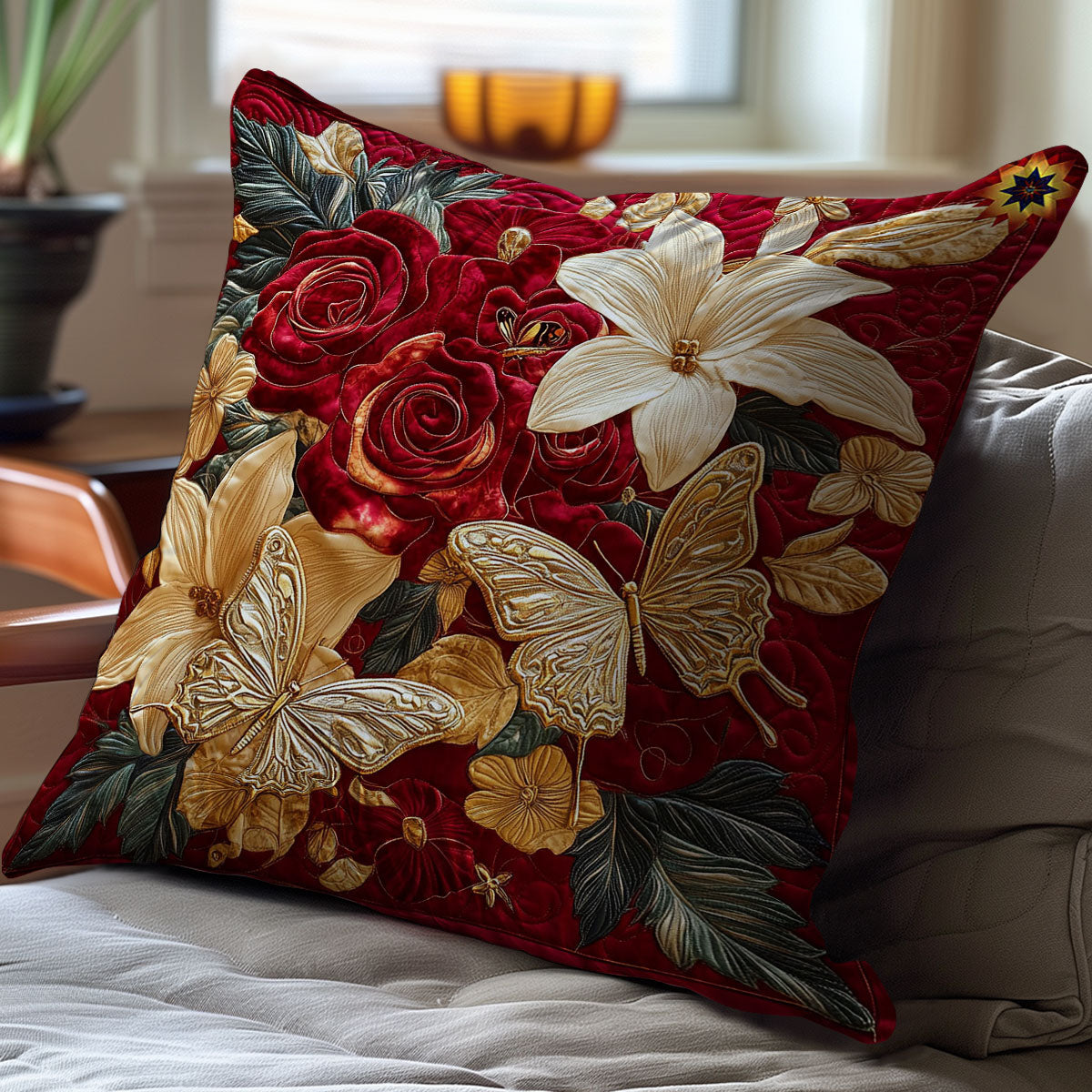 Gold Butter And Flower WY2911075CL Quilt Pillow Case