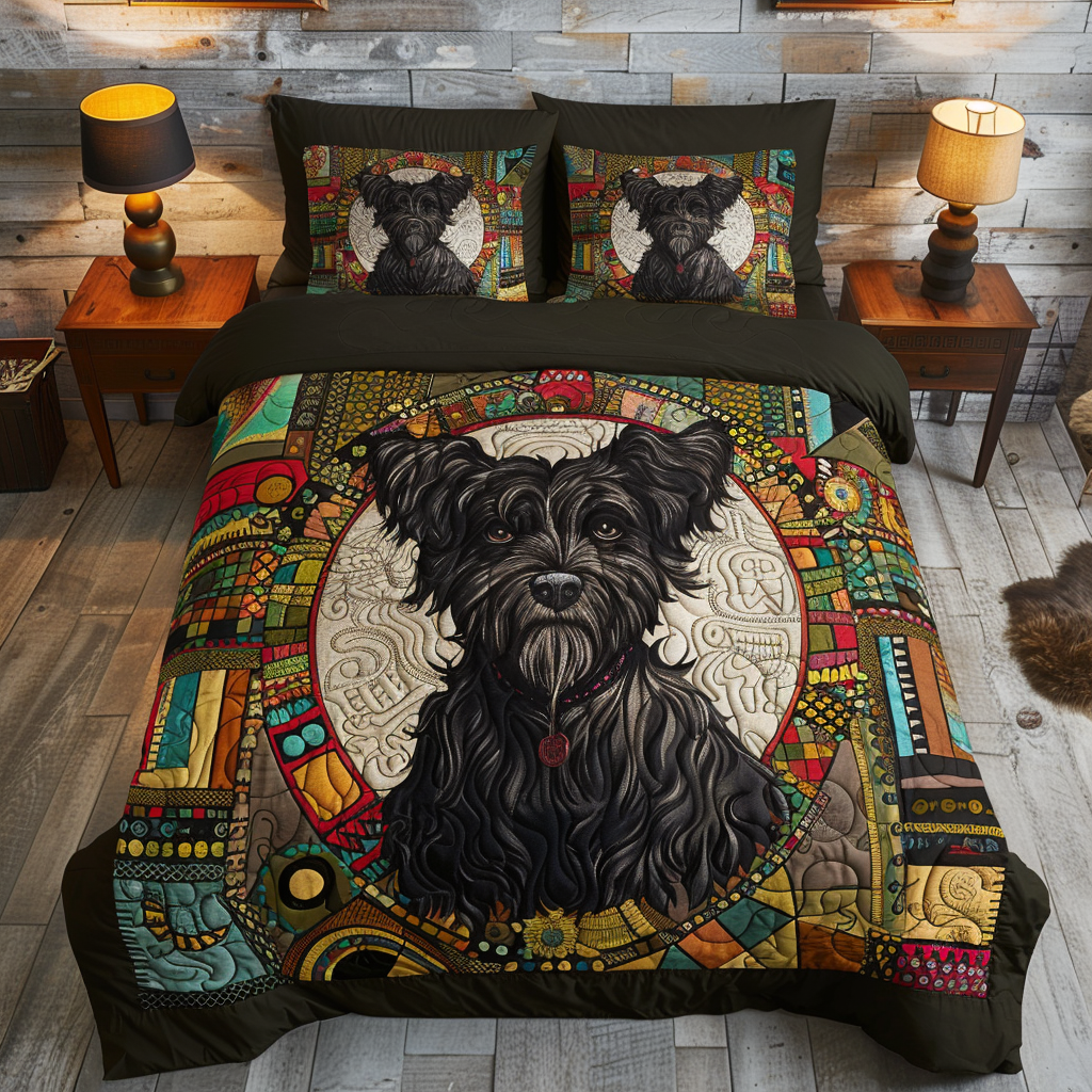 Black Dog In Mayan Pattern WY0901074CL Duvet Cover Set