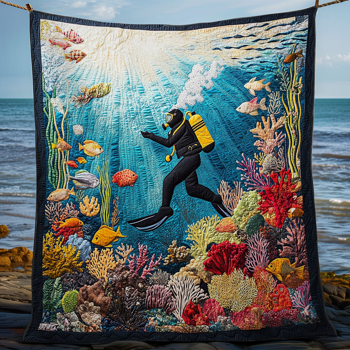 Diver Under The Ocean WY1202096CL Quilt