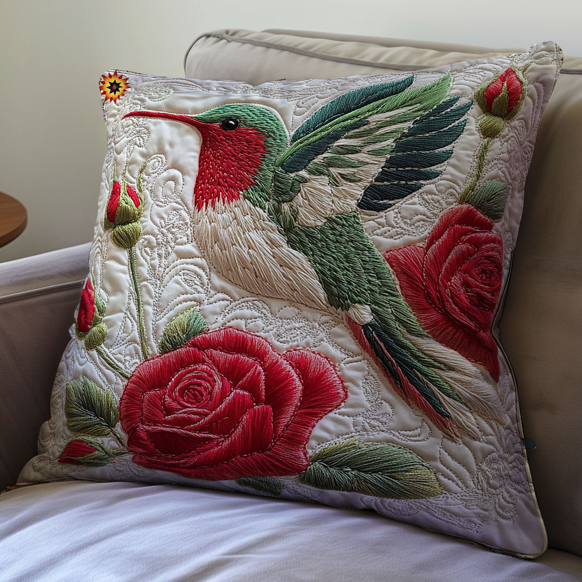 Hummingbird And Red Rose WY1712087CL Quilt Pillow Case