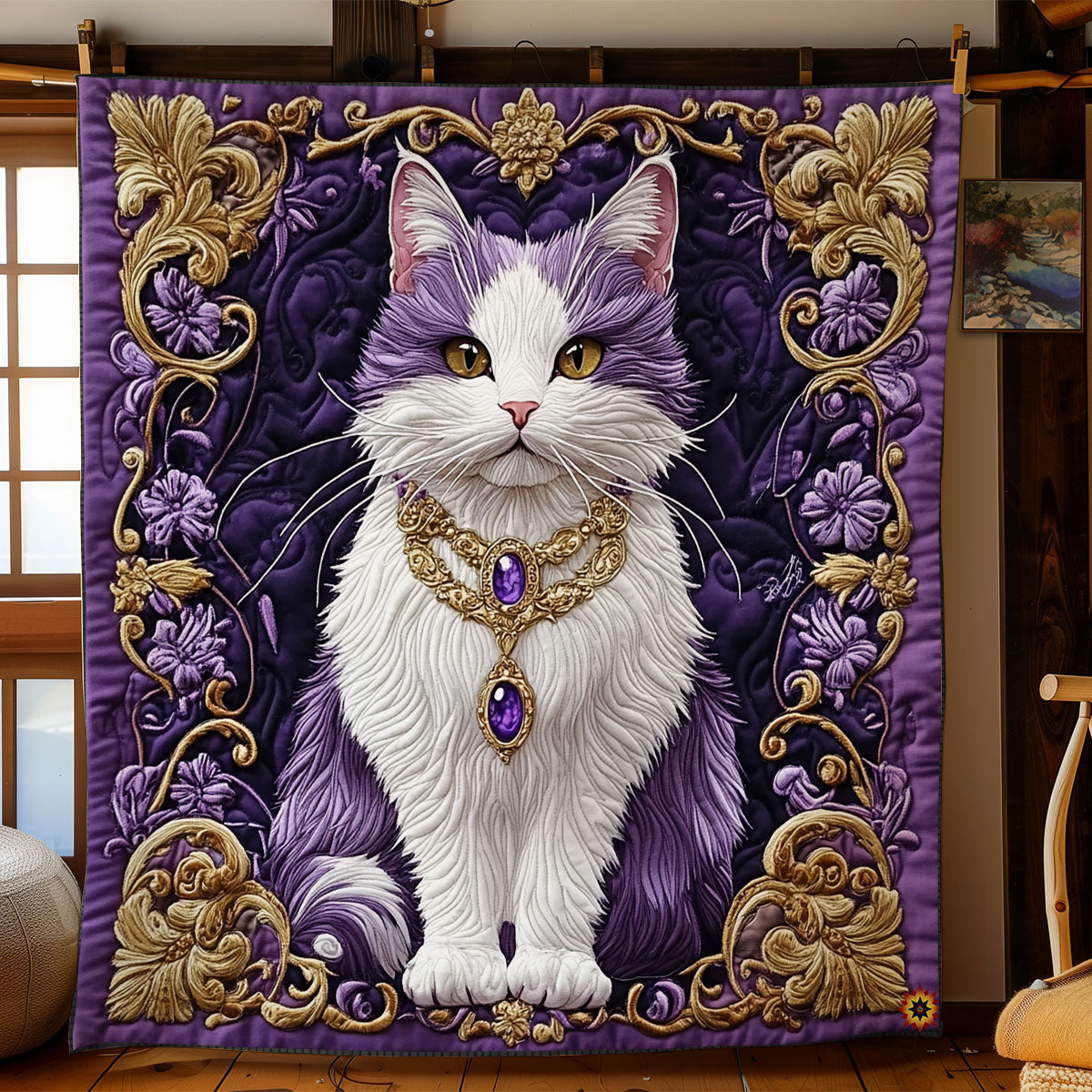 Purple Royal Cat WY1311021CL Quilt