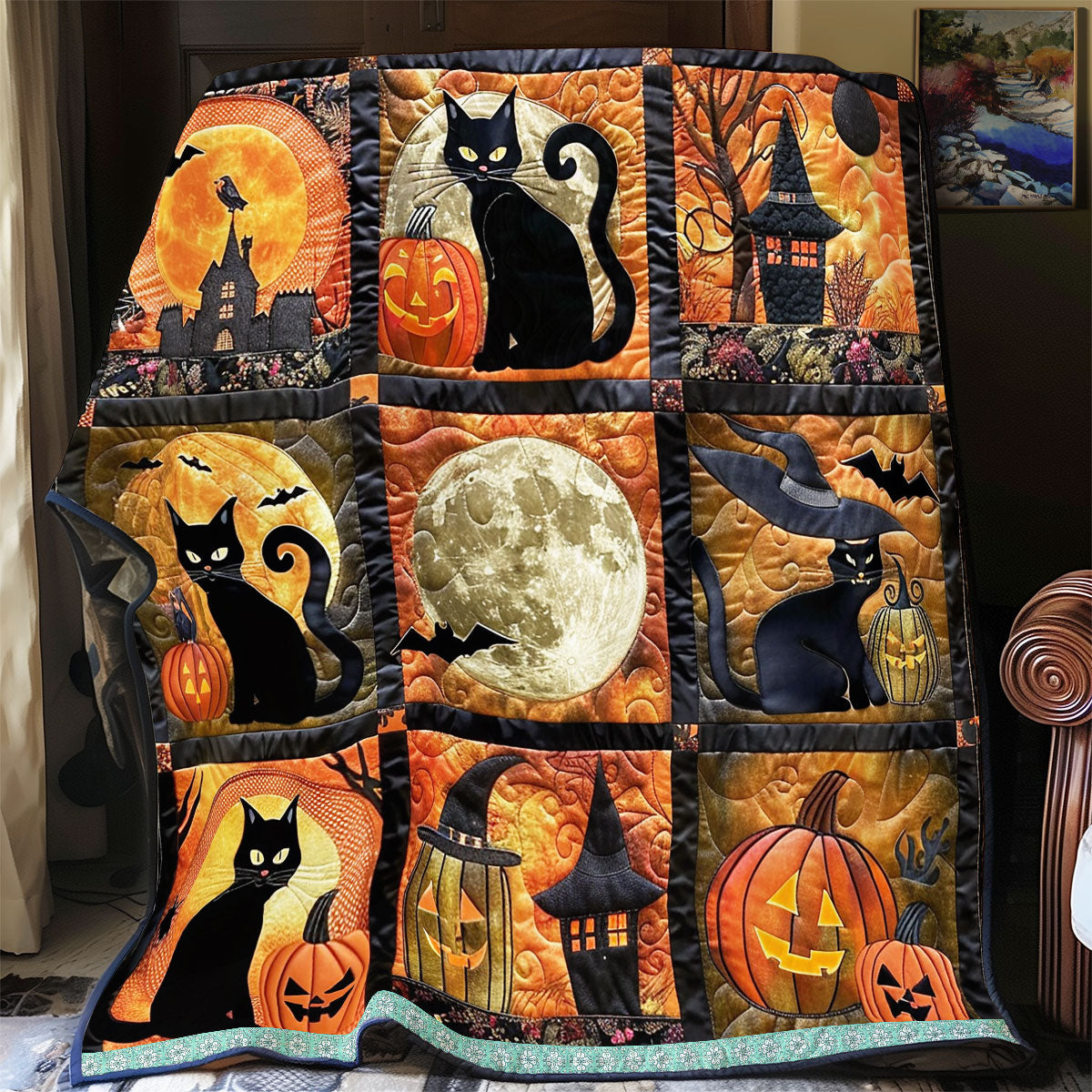 Cat And Bat Halloween WN1309055CL Quilt
