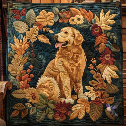 Golden Retriever Autumn Leaves WN2810008CL Quilt