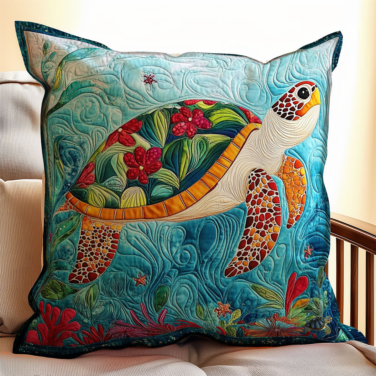 Flower Shell Turtle WY1612067CL Quilt Pillow Case