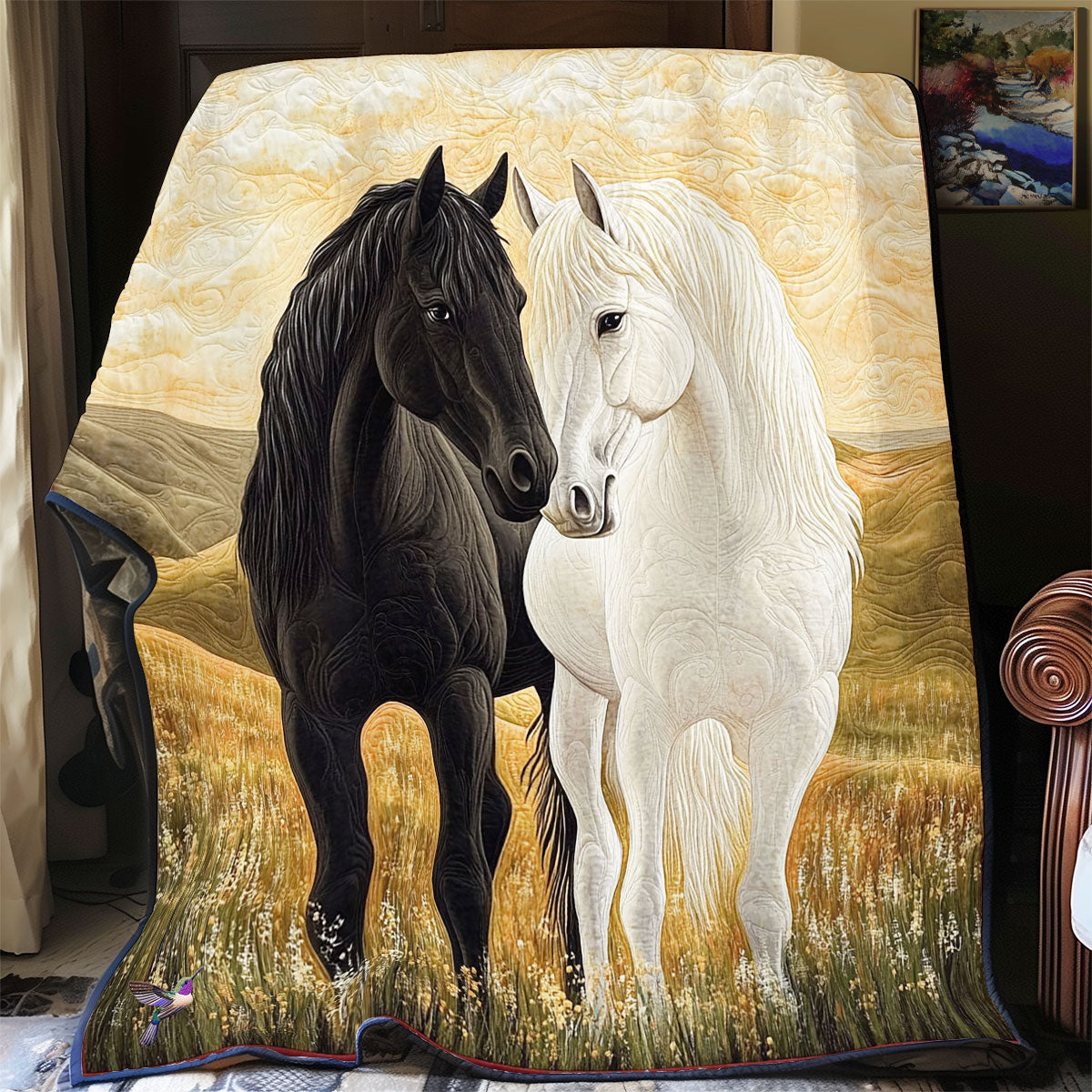 Sunset Couple Horse WY2311040CL Quilt