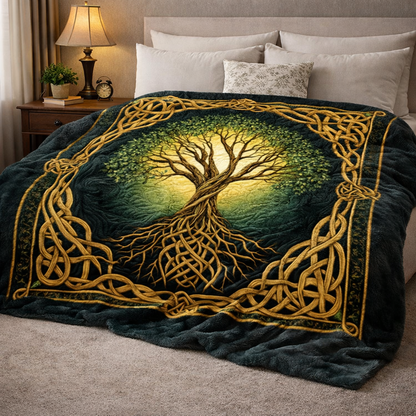 Celtic Tree Of Life QA2401001CL Faux Fur Throw Blanket