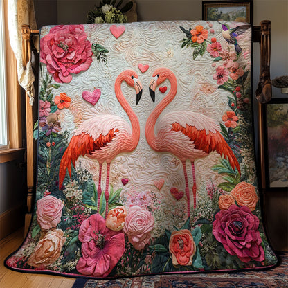 Hearts And Flamingos Valentine WN1112026CL Quilt