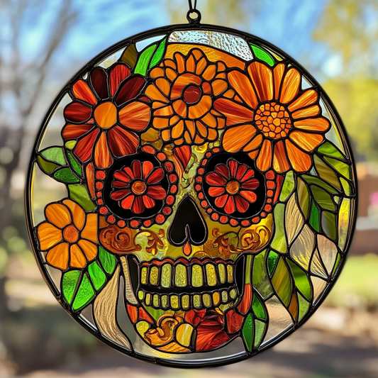 Skull Radiance WN0611064CL Stained Glass Suncatcher