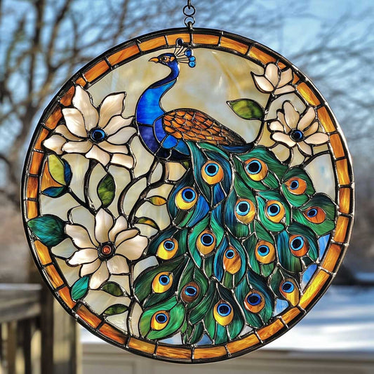 Peacock WJ0710045CL Stained Glass Suncatcher