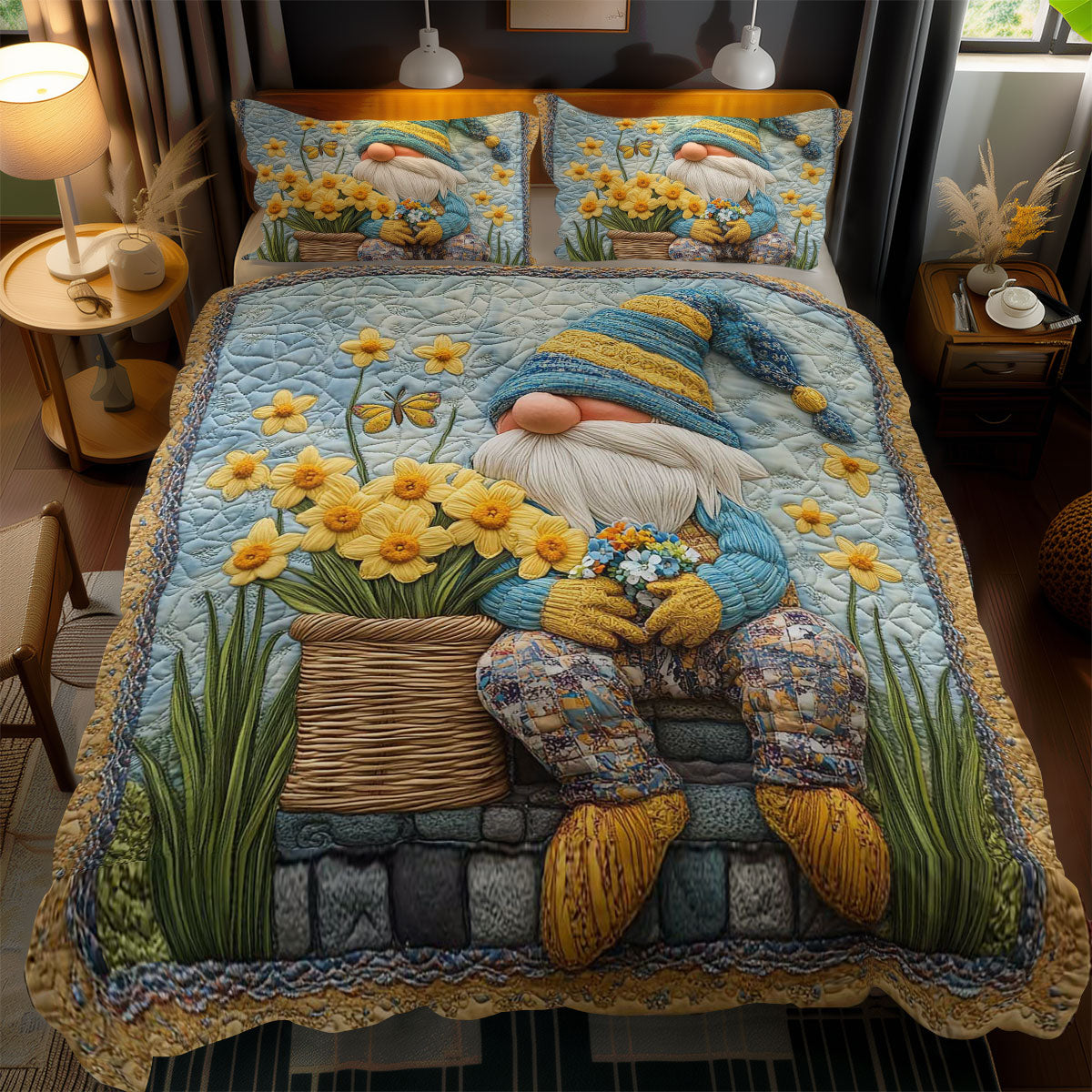 Golden Bloom Gnome WN0201059CL Duvet Cover Set