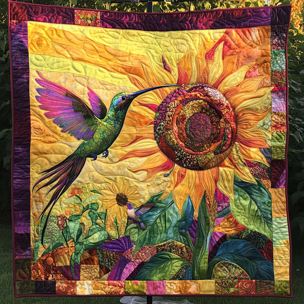 Hummingbird Among Sunflowers WN0310044CL Quilt
