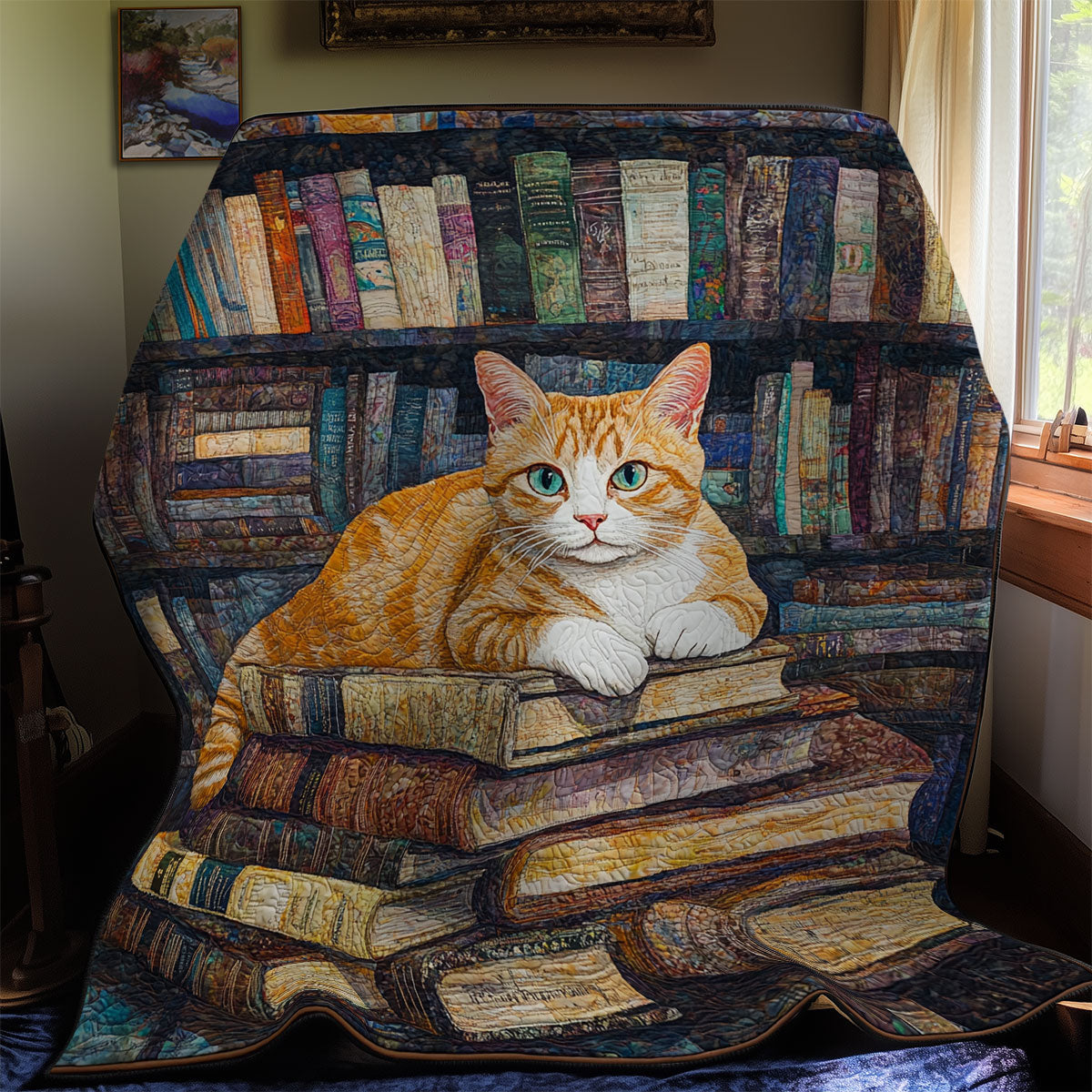 Cat In Library WY1911063CL Quilt