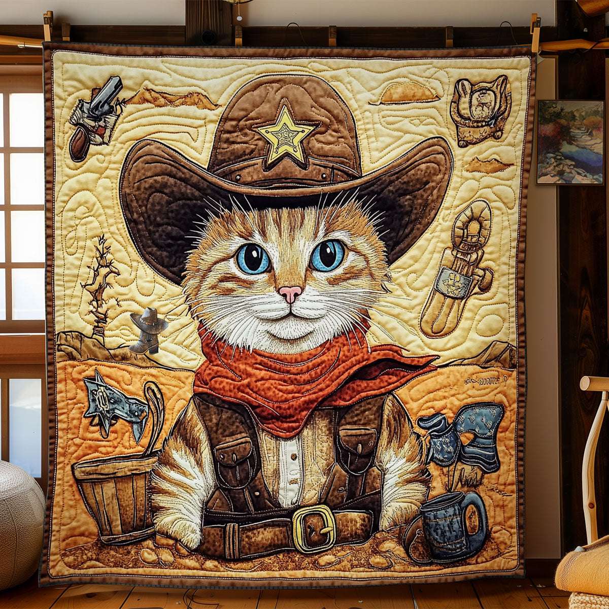 Cowboy Cat WY3110023CL Quilt