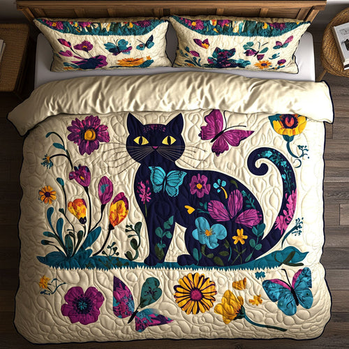 Black Cat In Garden WY0802011CL Duvet Cover Set