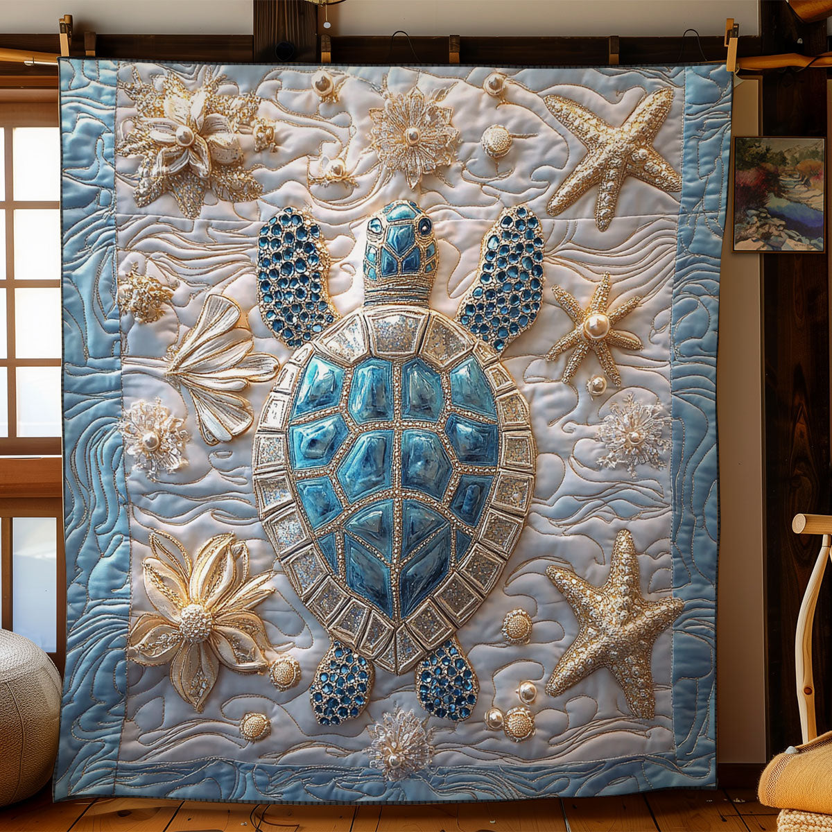 Beautiful Sparkle Turtle WY2702041CL Quilt