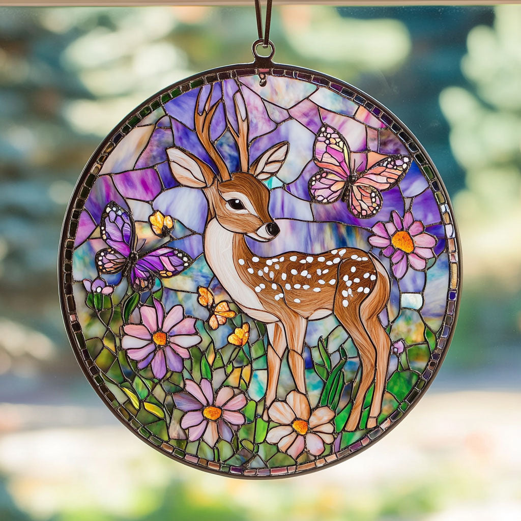 Spotted Deer And Flower WY2801051CL Suncatcher