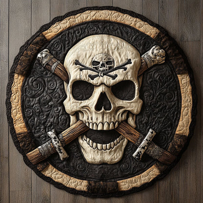 Pirate Skull CP1205029CL Quilted Round Mat