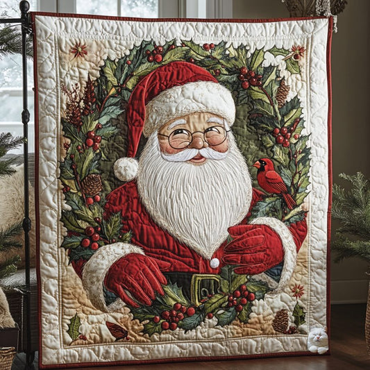 Santa And Cardinal WU0411014CL Quilt