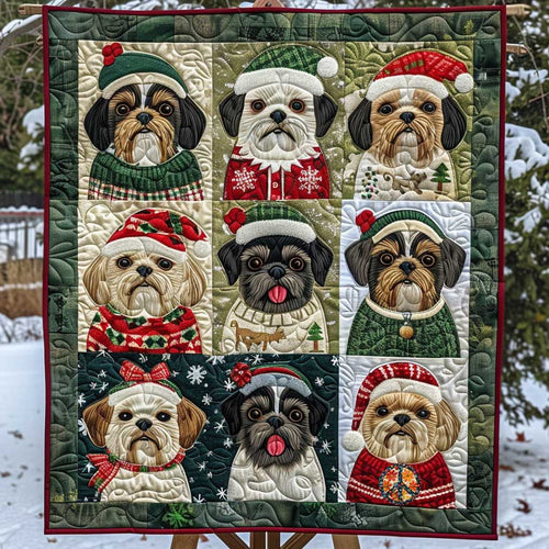 Shih Tzu Christmas Portrait WP1110017CL Quilt