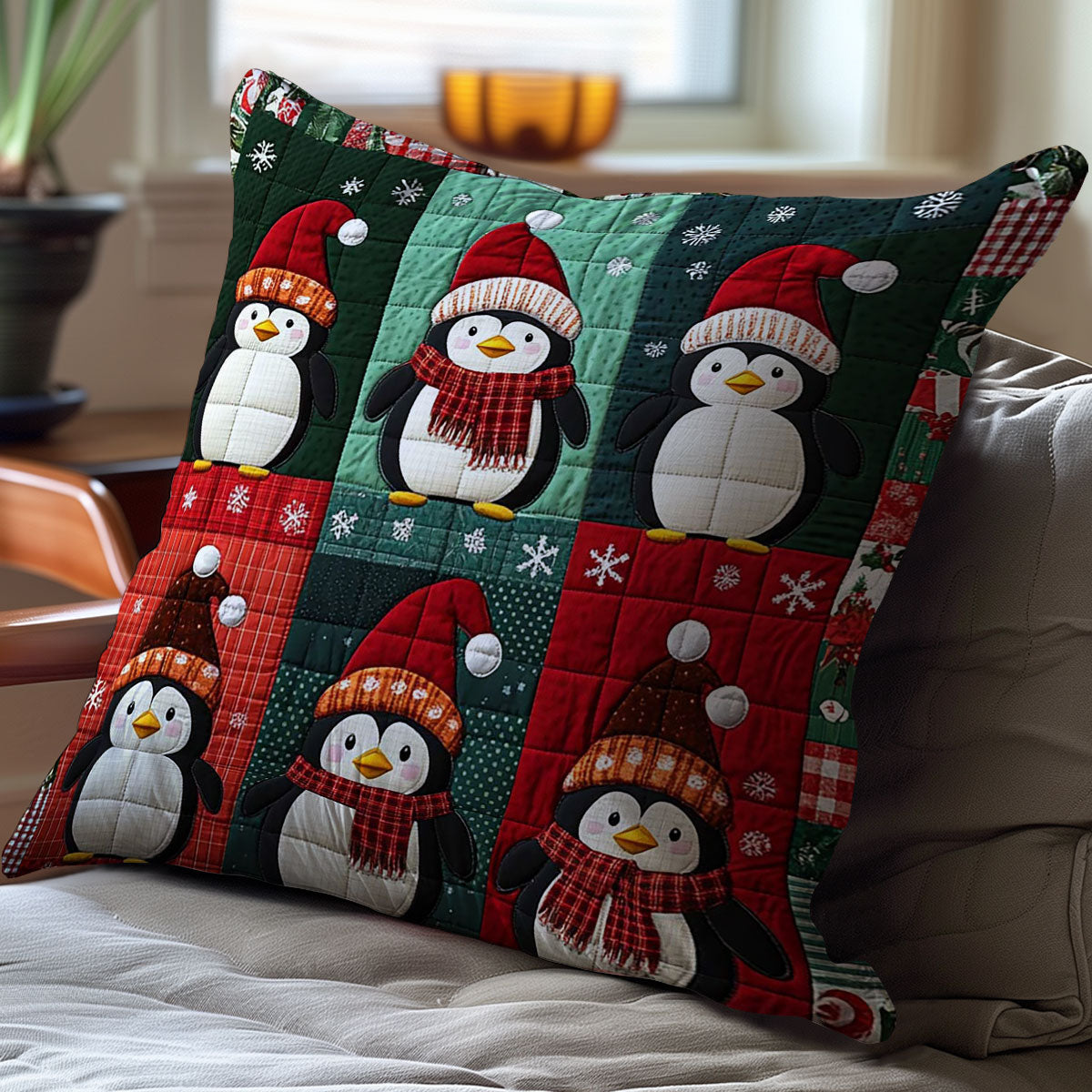 Christmas Penguin WJ2709031CL Quilt Pillow Case