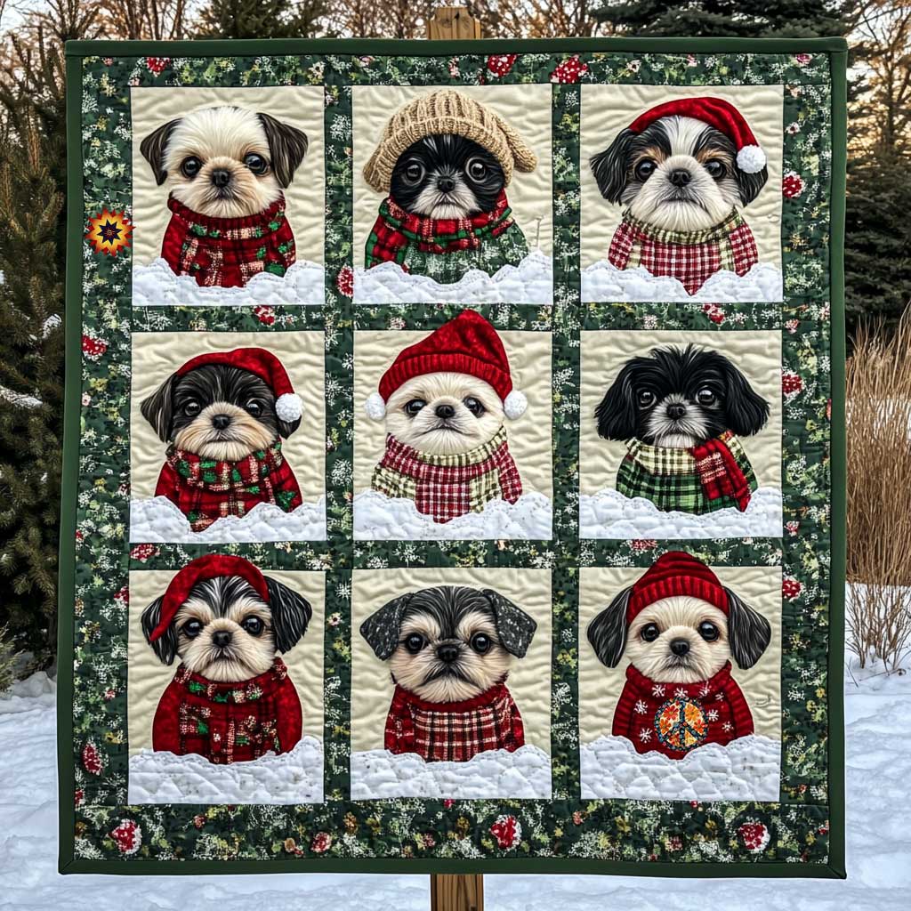 Shih Tzu Cozy Christmas WN0710036CL Quilt