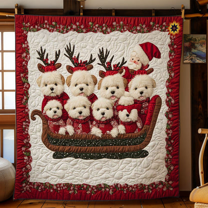 Christmas Sleigh Bichon Frise WN0811040CL Quilt