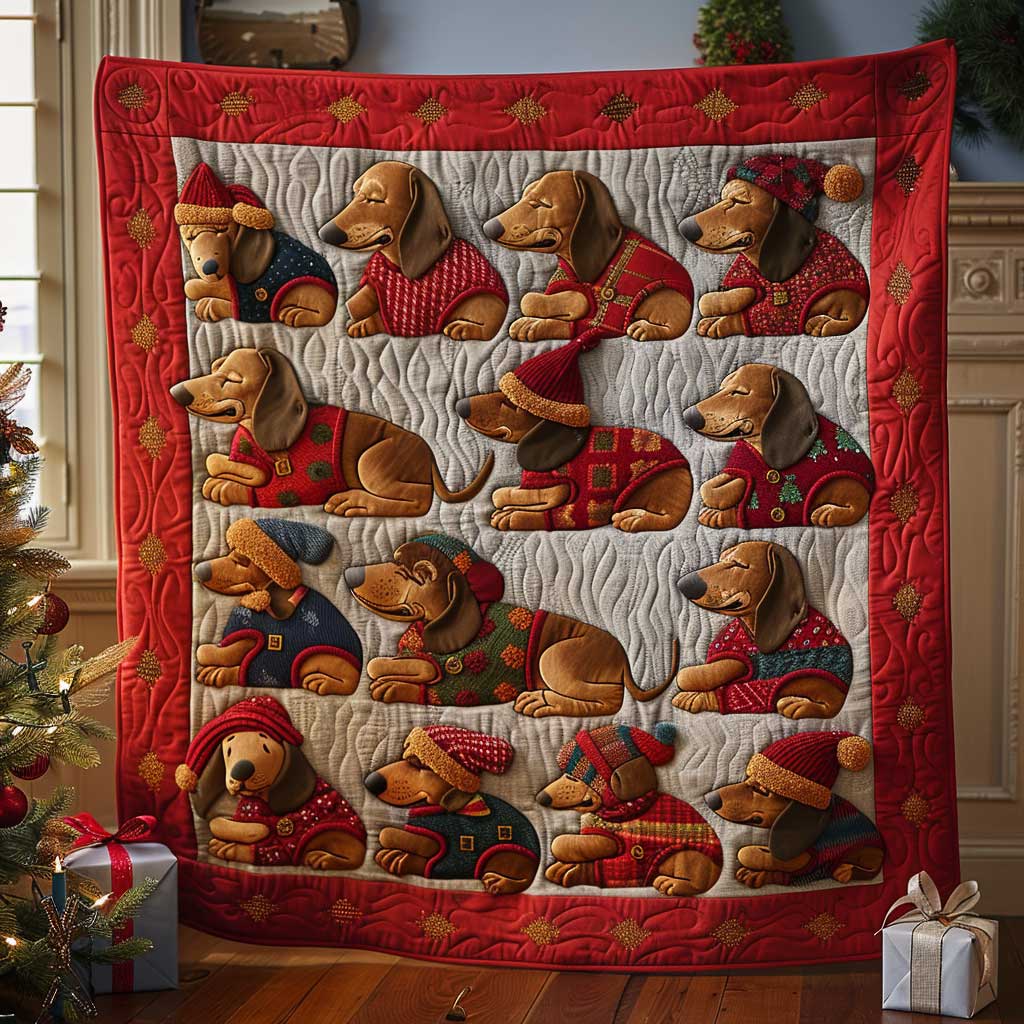 Snuggle Dachshund Christmas WP1909031CL Quilt