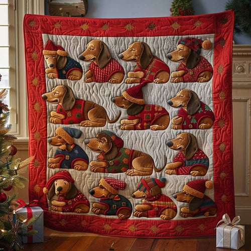Snuggle Dachshund Christmas WP1909031CL Quilt