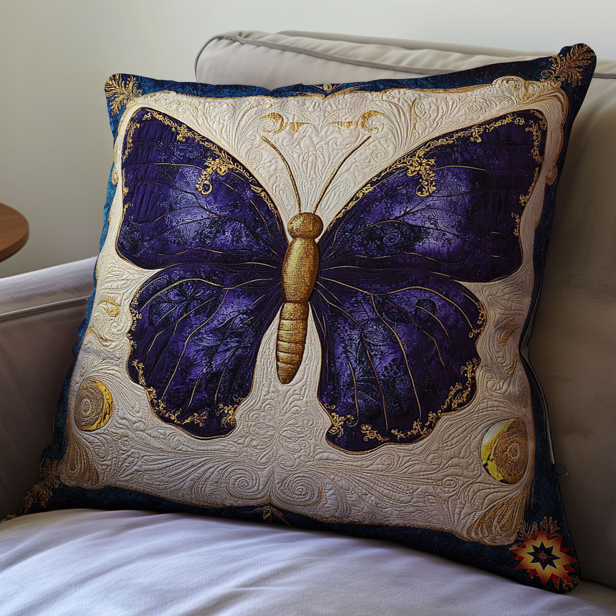 Gold Purple Butterfly WY0912093CL Quilt Pillow Case