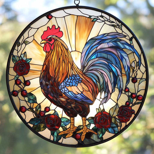 Morning Chicken WN2211073CL Stained Glass Suncatcher