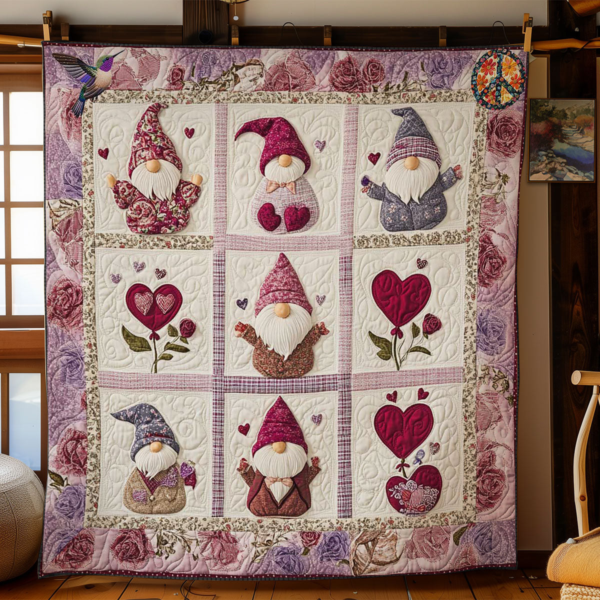 Love Blossoms Gnome WN0412045CL Quilt