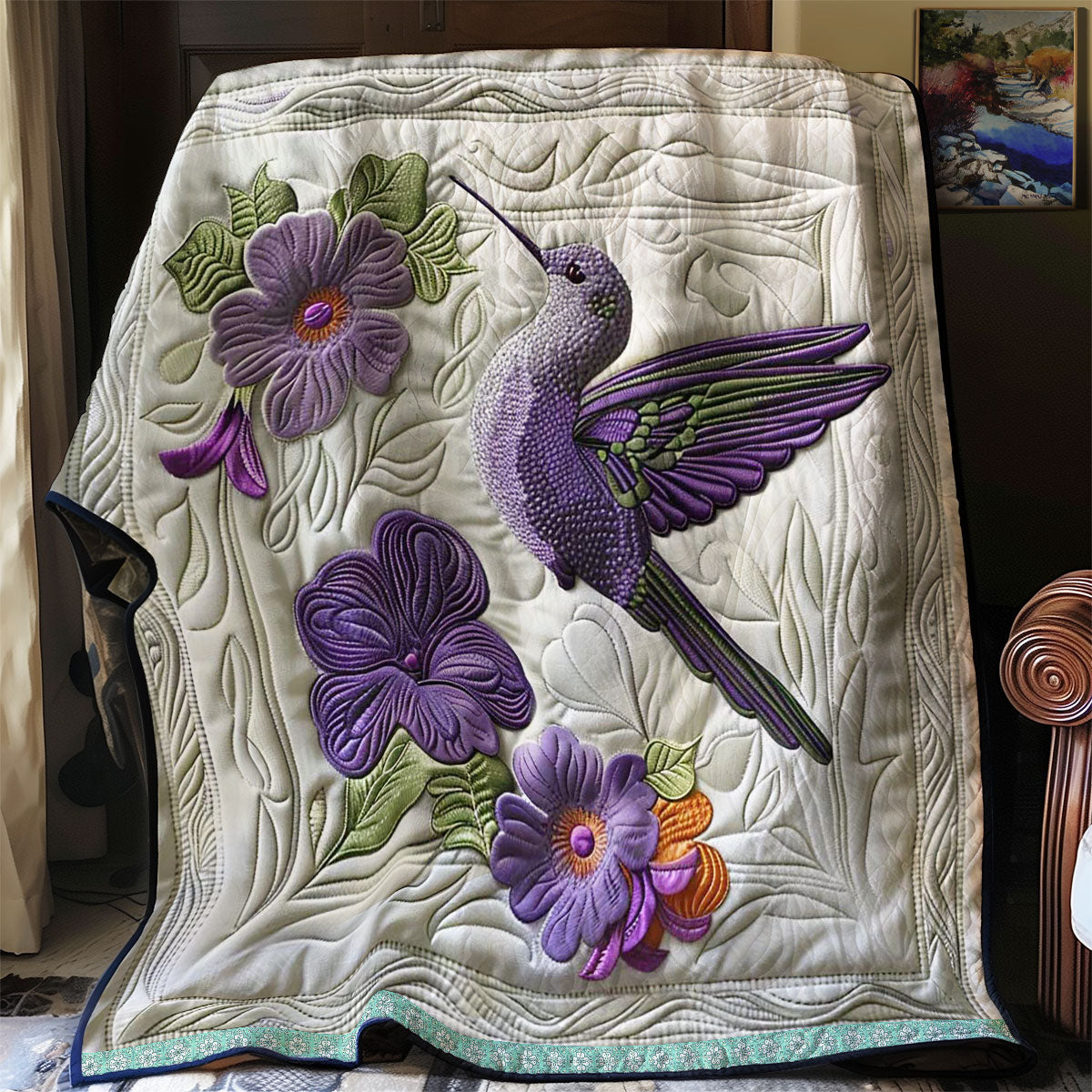 Purple Hummingbird WN1209042CL Quilt