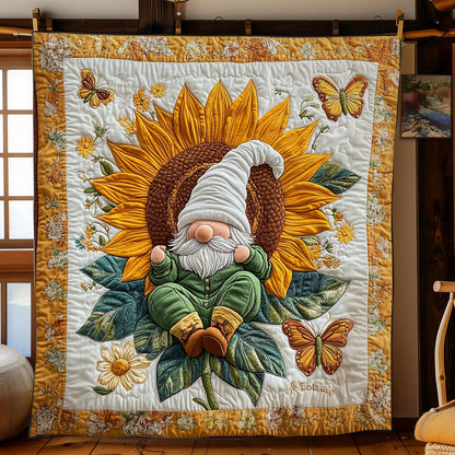 Sunflower Garden Gnome WY0202060CL Quilt