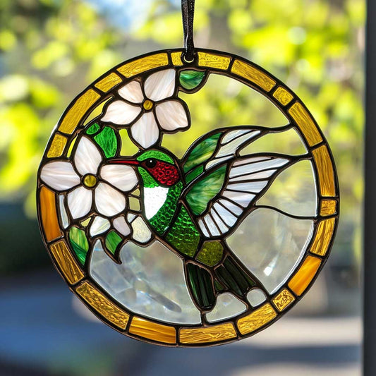 Hummingbird WJ3009045CL Stained Glass Suncatcher