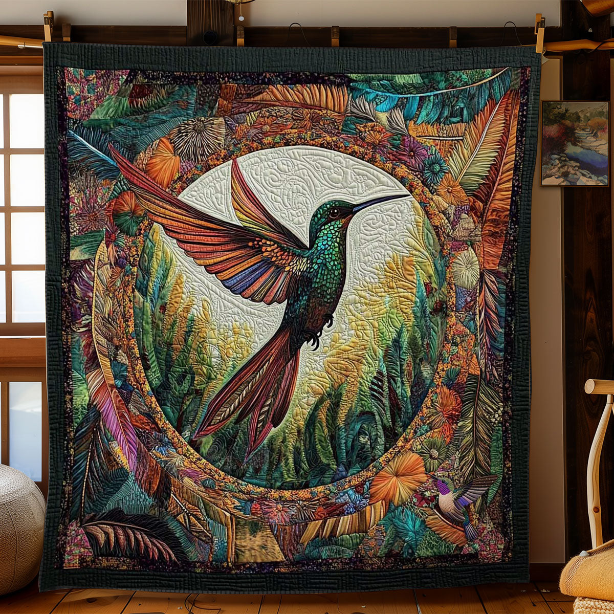 Dancing Hummingbird Feathers WN1010007CL Quilt