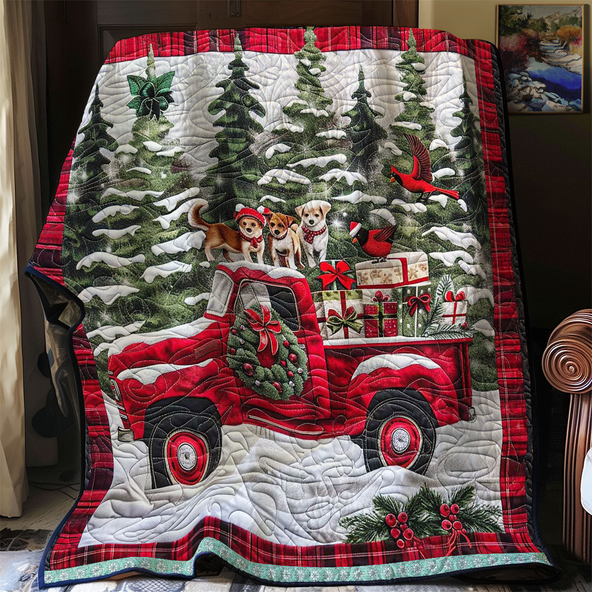 Chihuahua Joy On Red Truck WN1109026CL Quilt