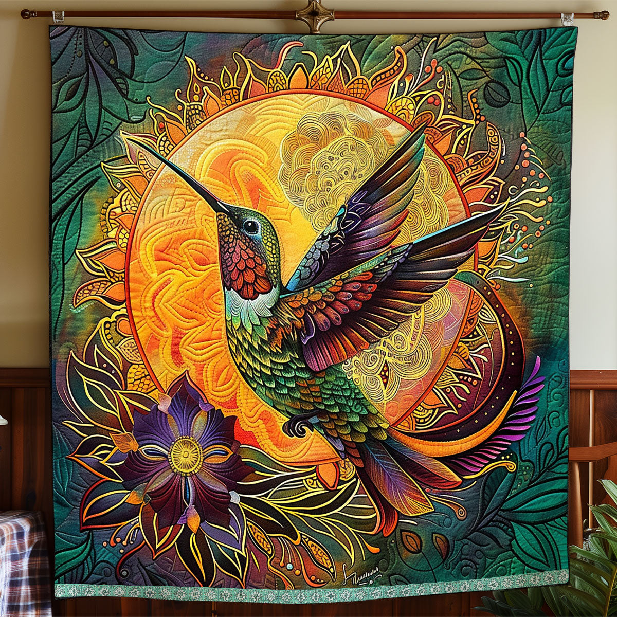 Mandala Sunrise Hummingbird WP0609033CL Quilt