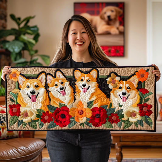 Cute Corgi WJ1109046CL Quilted Table Runner
