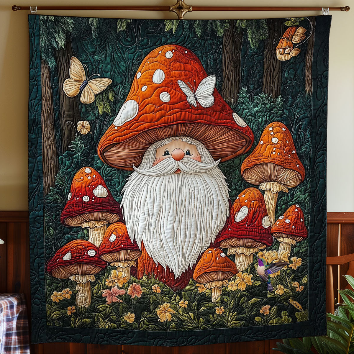 Mushroom Gnome WY2311038CL Quilt