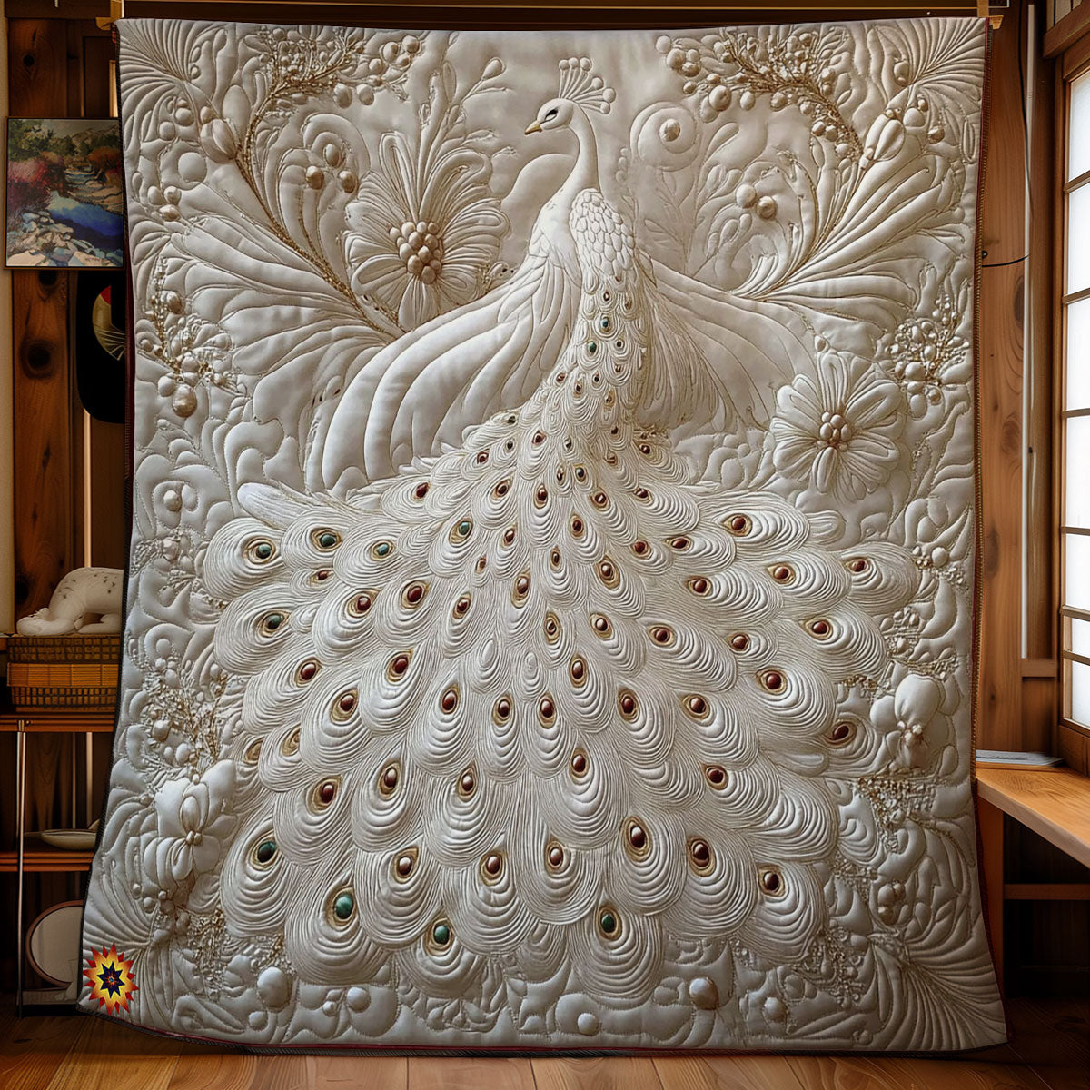 Queen White Peacock WY2512023CL Quilt