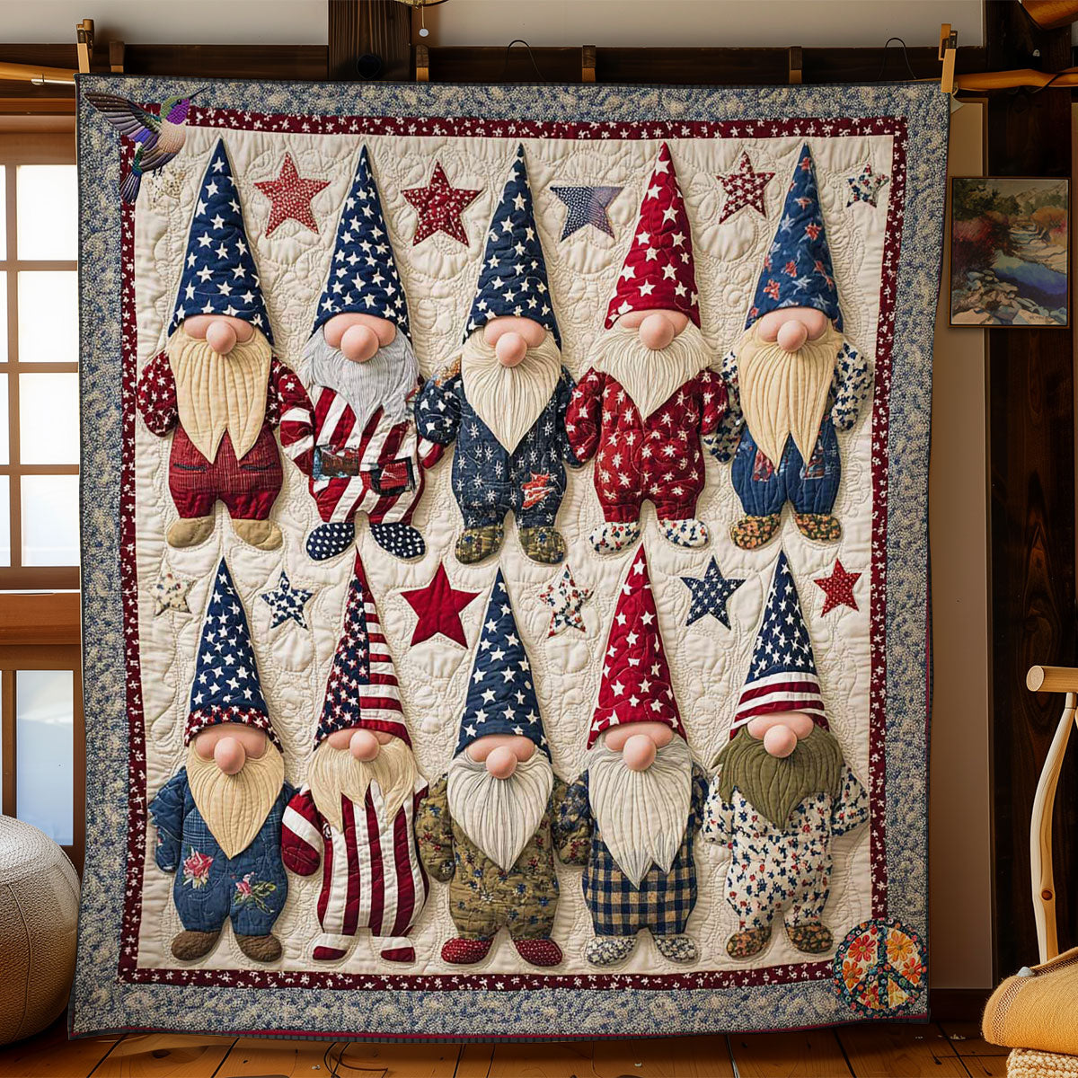 Flag Bearer Gnome WN2811008CL Quilt