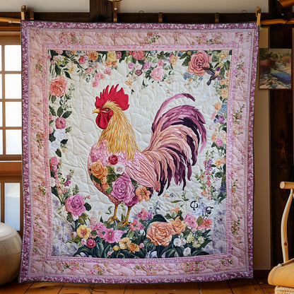 Pink Flower Chicken WY1811033CL Quilt