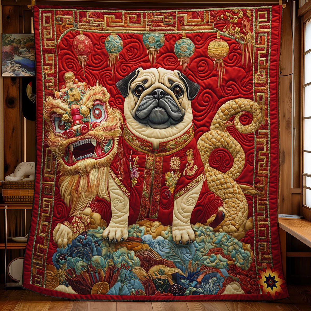 Lunar New Year Pug WY1312015CL Quilt