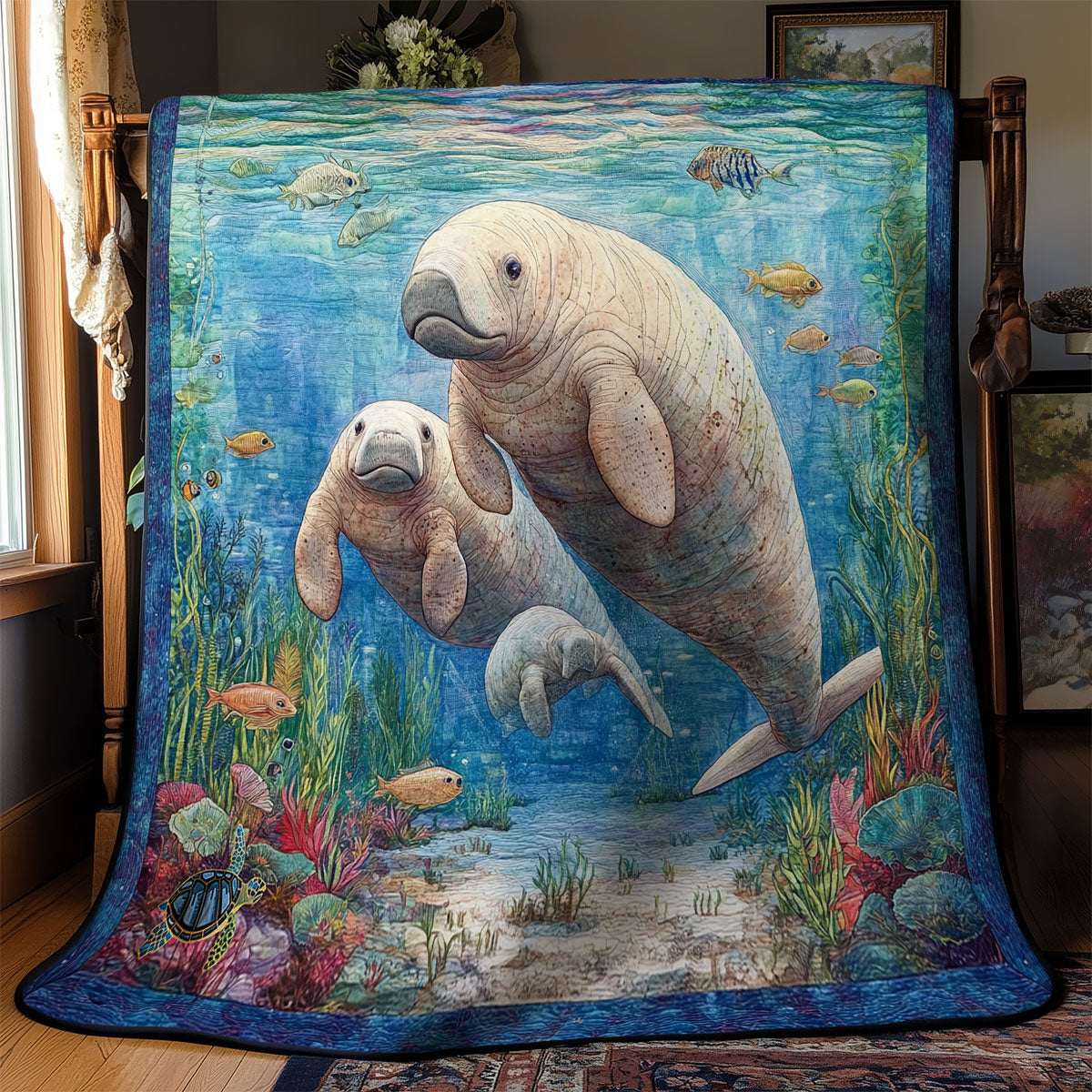 Manatee Couple WY1211042CL Quilt