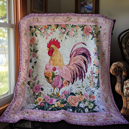 Pink Flower Chicken WY1811033CL Quilt